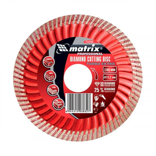 Диск алм.MATRIX Turbo Extra 180х22,2мм 73196 сухая резка MATRIX Professional