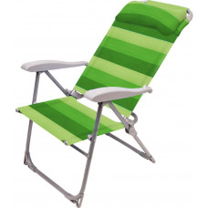 Кресло-шезлонг НИКА К2 (каркас серый ткань зеленая в полоску)