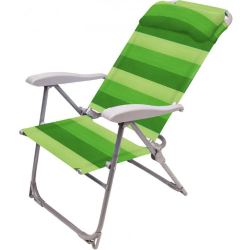 Кресло-шезлонг НИКА К2 (каркас серый ткань зеленая в полоску)