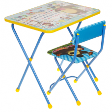 Комплект детский "АЗБУКА-2" Маша и Медведь (голуб) стол 60х45х57 + стул (мяг.сиденье)