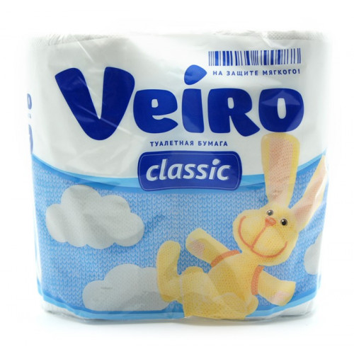 Туалетная бумага VEIRO CLASSIC 2 слоя 4 рулона БЕЛАЯ